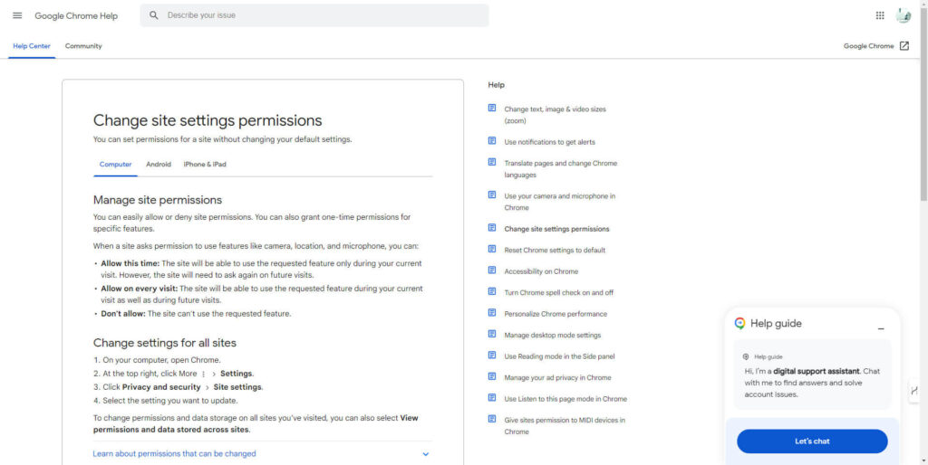 privacy settings google chrome